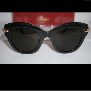 POMELLATO PM0022s SUNGLASSES DARK GRAY SUBTLE SPARKLE NWOT WITH CASE